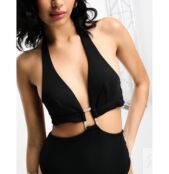 Черный купальник с вырезами в рубчик Hunkemoller nero 8720676462590 | Black фото 4