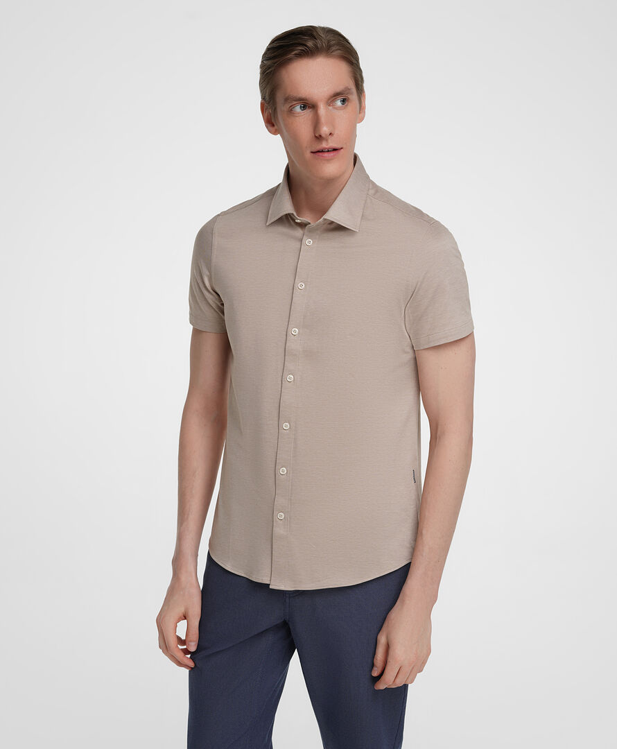 Рубашка трикот. HENDERSON кр.р HSS-0155-S BEIGE фото 1