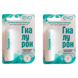 EVO laboratoires Гигиеническая помада Гиалурон, 2 уп., прозрачный