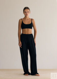 Брюки Comfort Fit из льняного трикотажа - Чёрный