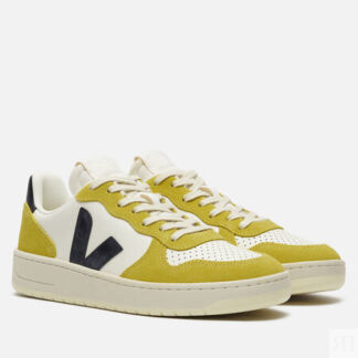 Мужские кроссовки VEJA V-10 Leather, цвет жёлтый, размер 42 EU