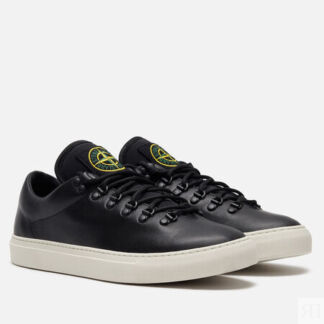 Мужские кроссовки Stone Island Leather, цвет чёрный, размер 42 EU