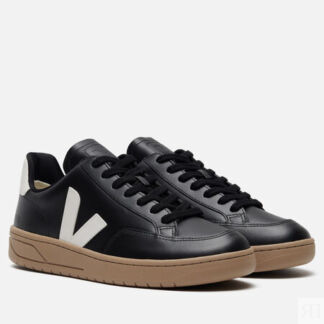 Мужские кроссовки VEJA V-12 Leather, цвет чёрный, размер 45 EU