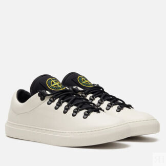 Мужские кроссовки Stone Island Leather, цвет белый, размер 43 EU