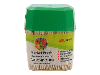 Зубочистки Market Fresh 600шт двусторонние диспенсер
