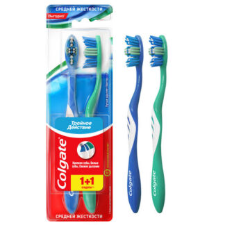 Щетка зубная COLGATE Тройное действие 2шт средняя