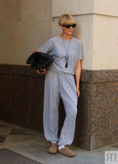 Расслабленный сет Base: футболка + шаровары - Onesize - Cozy grey