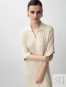 Платье-поло из вискозного трикотажа бежевое Pompa 4680662848446 фото 3