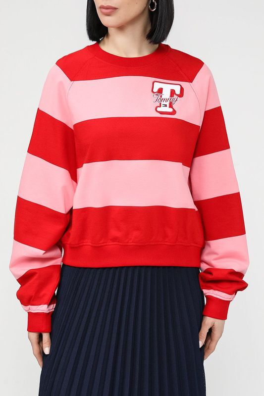 Свитшот хлопковый в полоску Tommy Jeans