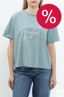 Футболка хлопковая с логотипом Calvin Klein Jeans