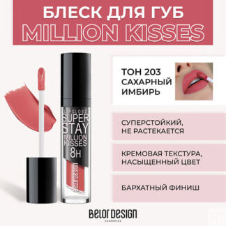 BELOR DESIGN Суперстойкий блеск для губ SUPER STAY MILLION KISSES