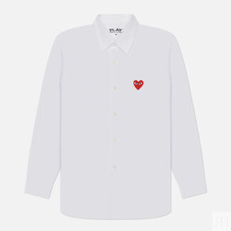 Мужская рубашка Comme des Garcons Play Red Heart Emblem, цвет белый, размер
