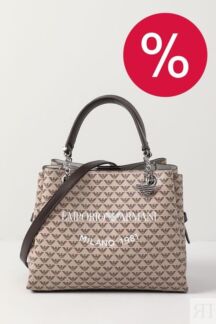 Сумка-шоппер с принтом из монограмм EMPORIO ARMANI