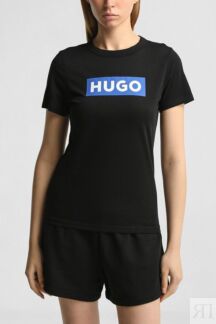 Футболка хлопковая с логотипом бренда HUGO