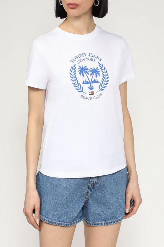 Футболка хлопковая с принтом Tommy Jeans фото 1