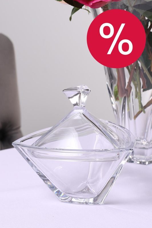 Конфетница хрустальная с крышкой Triangle Crystalite Bohemia фото 1