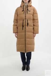 Пальто утепленное с капюшоном и молниями по бокам ELEGANZZA