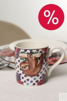 Кружка фарфоровая с принтом Wild At Heart Sloth Kitchen Craft