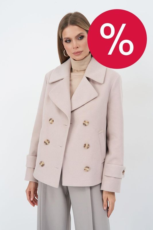 Пальто шерстяное двубортное укороченного кроя ElectraStyle фото 1