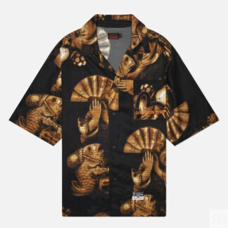 Мужская рубашка Evisu Heritage Fisherman Godhead All Over Printed, цвет чёр