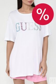 Футболка из вискозы с логотипом из страз Guess