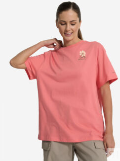 Футболка женская оверсайз Columbia Rolling Bend Graphic Oversized Tee, Розо