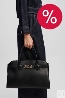 Сумка сэтчел кожаная Signature Karl Lagerfeld