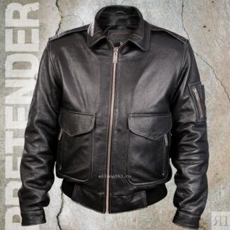 Натуральная кожаная куртка мужская (весна-осень) Черная Top Gun Pretender