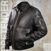 Натуральная кожаная куртка мужская (весна-осень) Черная Top Gun Pretender фото 2