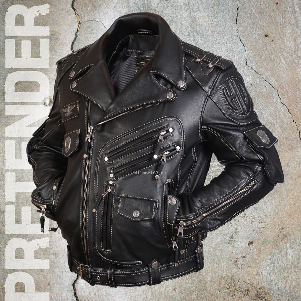 Натуральная кожаная куртка-косуха мужская Чёрная Stormbringer 2 Pretender фото 1