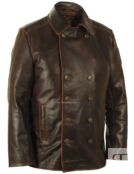 Натуральный бушлат кожаный мужской Коричневый Nimitz brown 130 фото 3