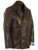 Натуральный бушлат кожаный мужской Коричневый Nimitz brown 130 фото 2