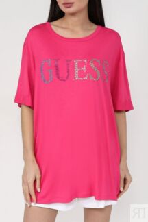 Футболка из вискозы с логотипом из страз Guess