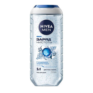 NIVEA Гель для душа мужской "Заряд чистоты" 2 в 1 для тела и волос Men