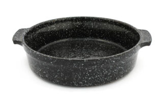 Форма круглая с ручками d24см, h6,5см (черный мрамор) (4шт) 1ФТчм-1
