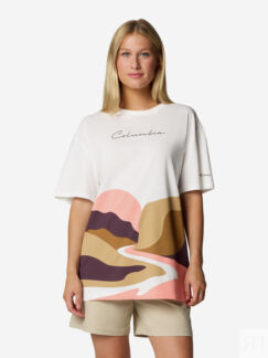 Футболка женская оверсайз Columbia Rolling Bend Graphic Oversized Tee, Белы