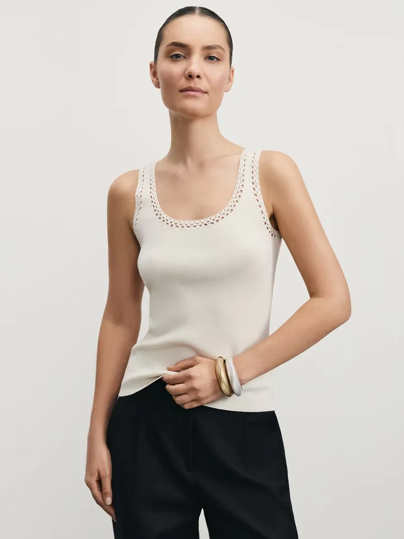 Топ с кружевной обработкой из вискозы Zarina ZR2508033308-2 фото 1