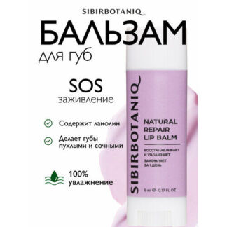 Натуральный бальзам для губ SIBIRBOTANIQ увлажняющий с ланолином, 5ml