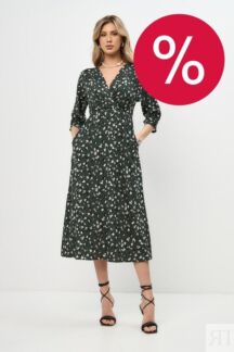 Платье хлопковое c v-вырезом и принтом Trends Brands Base