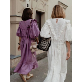 Платье A&D белый лён 100%/оверсайз, размер Onesize/Oversize, белый