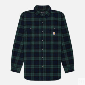 Мужская рубашка Carhartt Loose Fit Heavyweight Flannel Plaid, цвет зелёный,