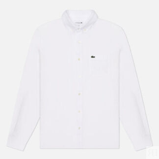 Мужская рубашка Lacoste Linen Regular Fit Embroidered, цвет белый, размер 3