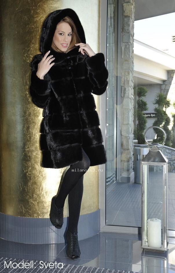 Норковая шуба поперечка MILANO