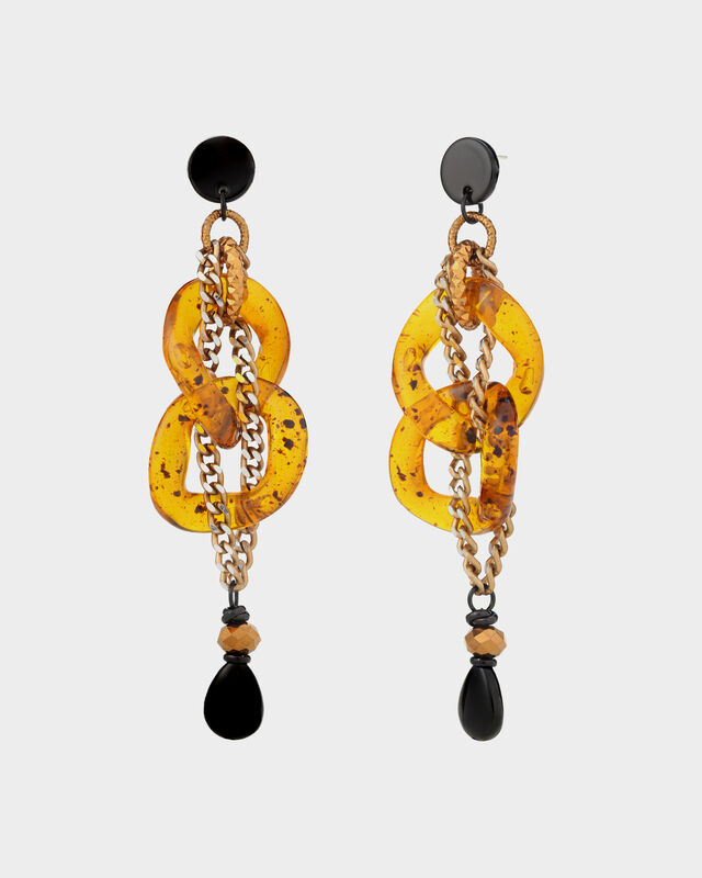 Серьги из смолы с имитацией янтаря, р. onesize, цвет Золотистый